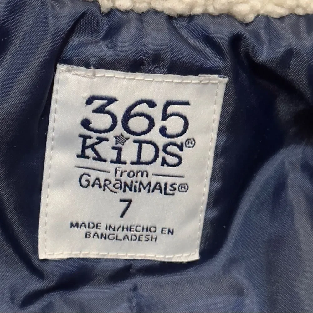 365 Kids from Garanimals Blue Checkered Winter Jacket Size 7